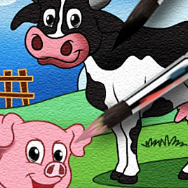 Раскраска свиньи, коровы и барашка