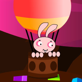 Кролик Берни летит на воздушном шаре